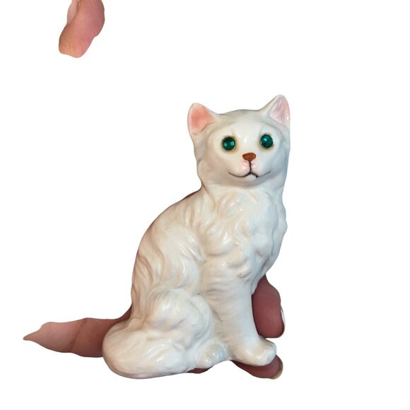 Vintage Cat Salt Pepper Shakers Cream Ceramics Persian Jeweled Eyes Japan - Picture 10 of 11